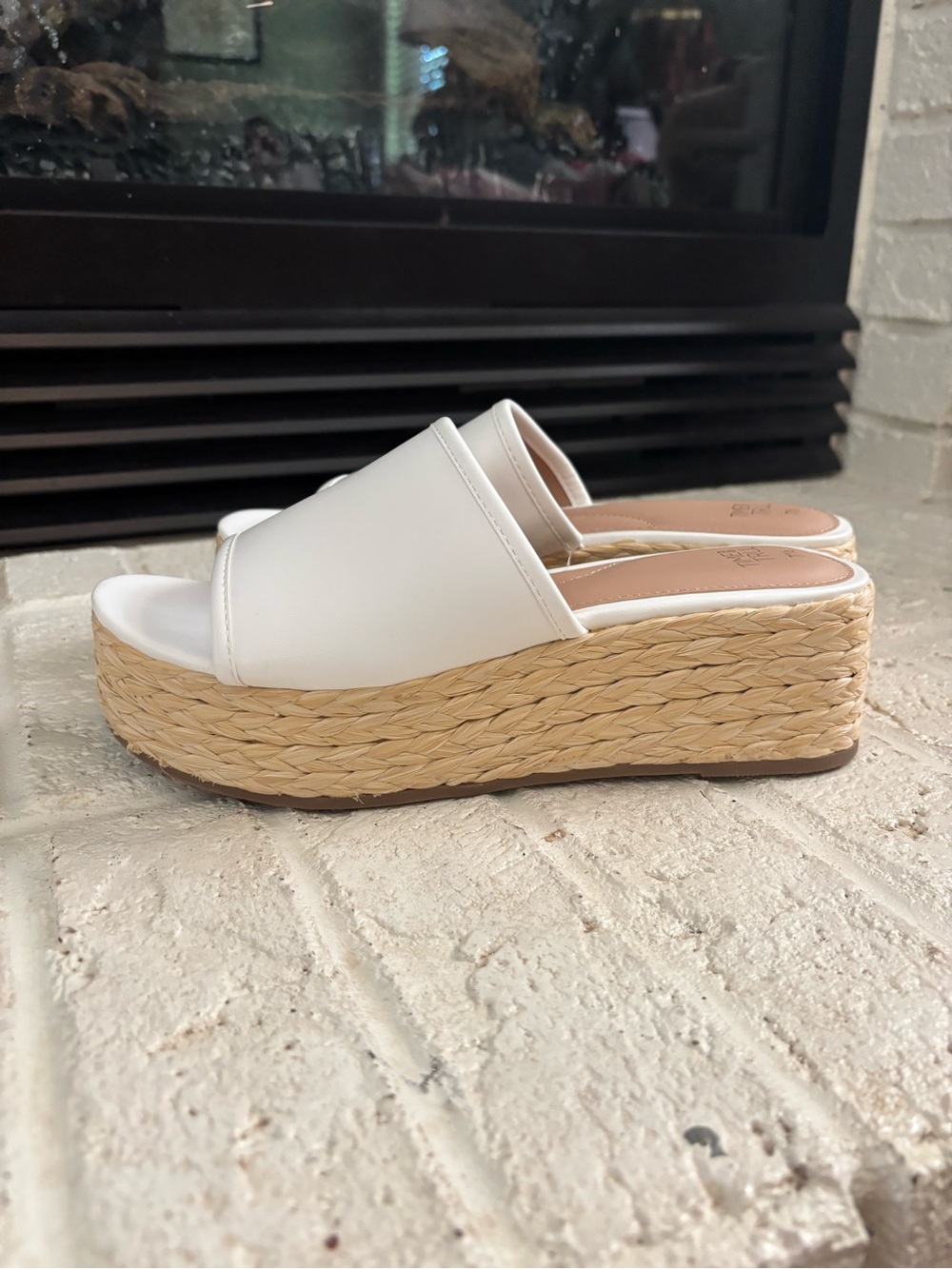 White Platform Espadrille Slide - Women
